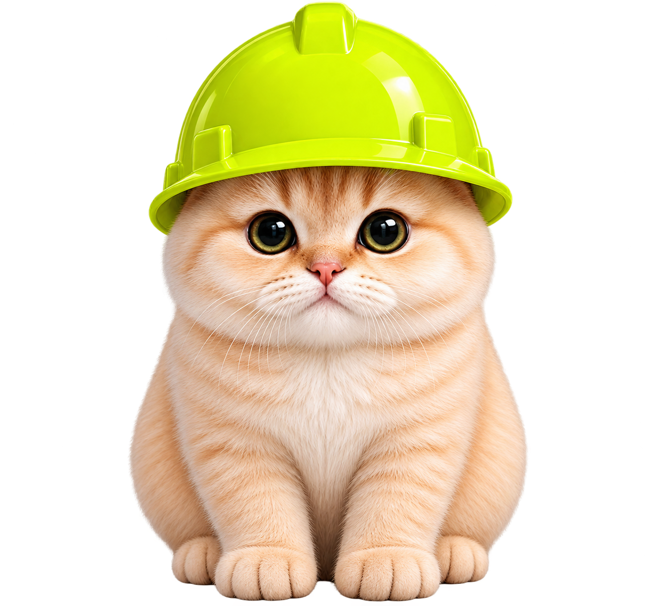 RobinhoodCat mascot, a cream kitten wearing a neon green hard hat